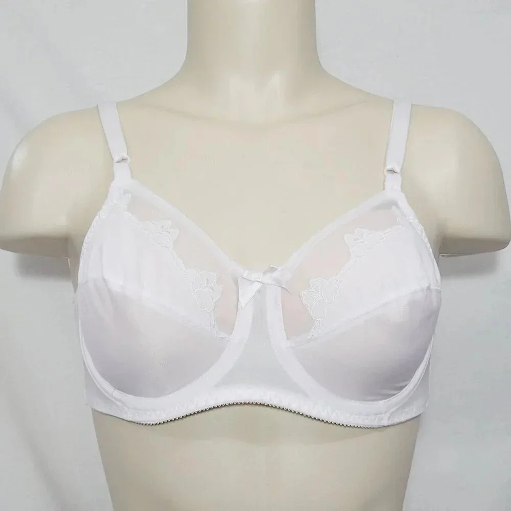 40B Bali 180 0180‎ Flower Underwire Bra White NEW WITH TAGS